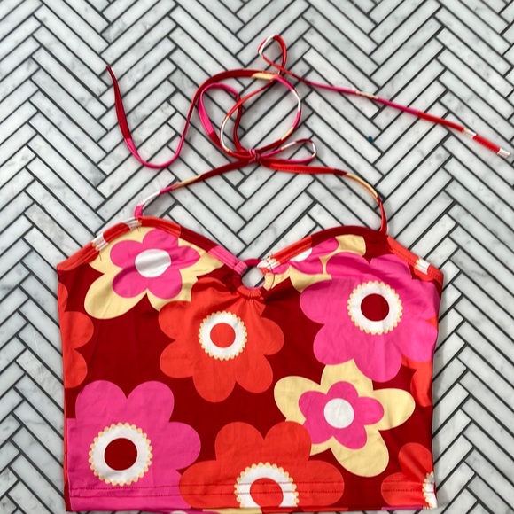 Source Unknown Tops - - Cool crop top vintage inspired retro 50 tropical style features o-ring h…